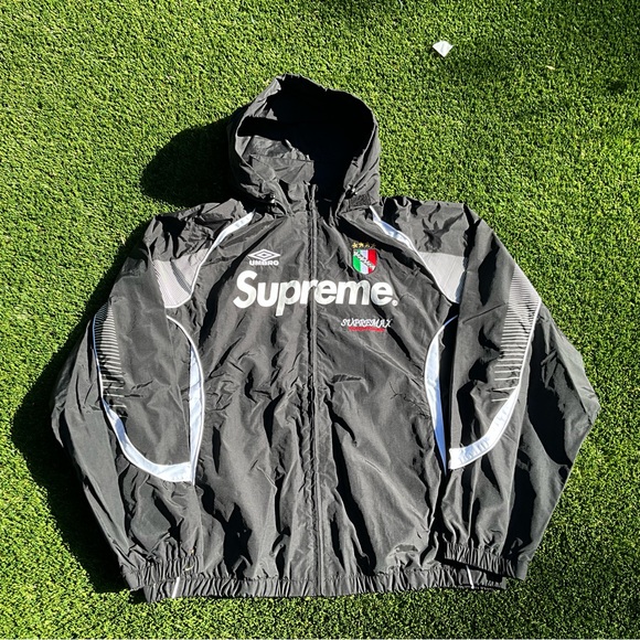 Supreme Black/White Hooded Windbreaker